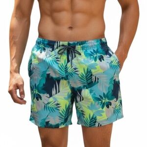 Old Navy Tropical Leaf Print Men's Swim Shorts
